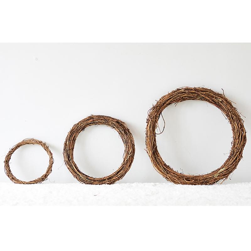 10/12/15/20/25/30cm Natural Rattan Ring Round Christmas Garland Hanging Ornament DIY Floral Wreath Wedding Decoration Home Decor