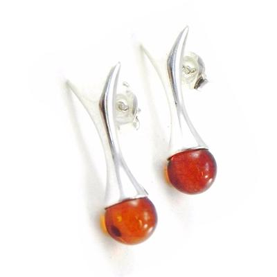 [I8947] - Amber 'Inspiration' Silver Earrings