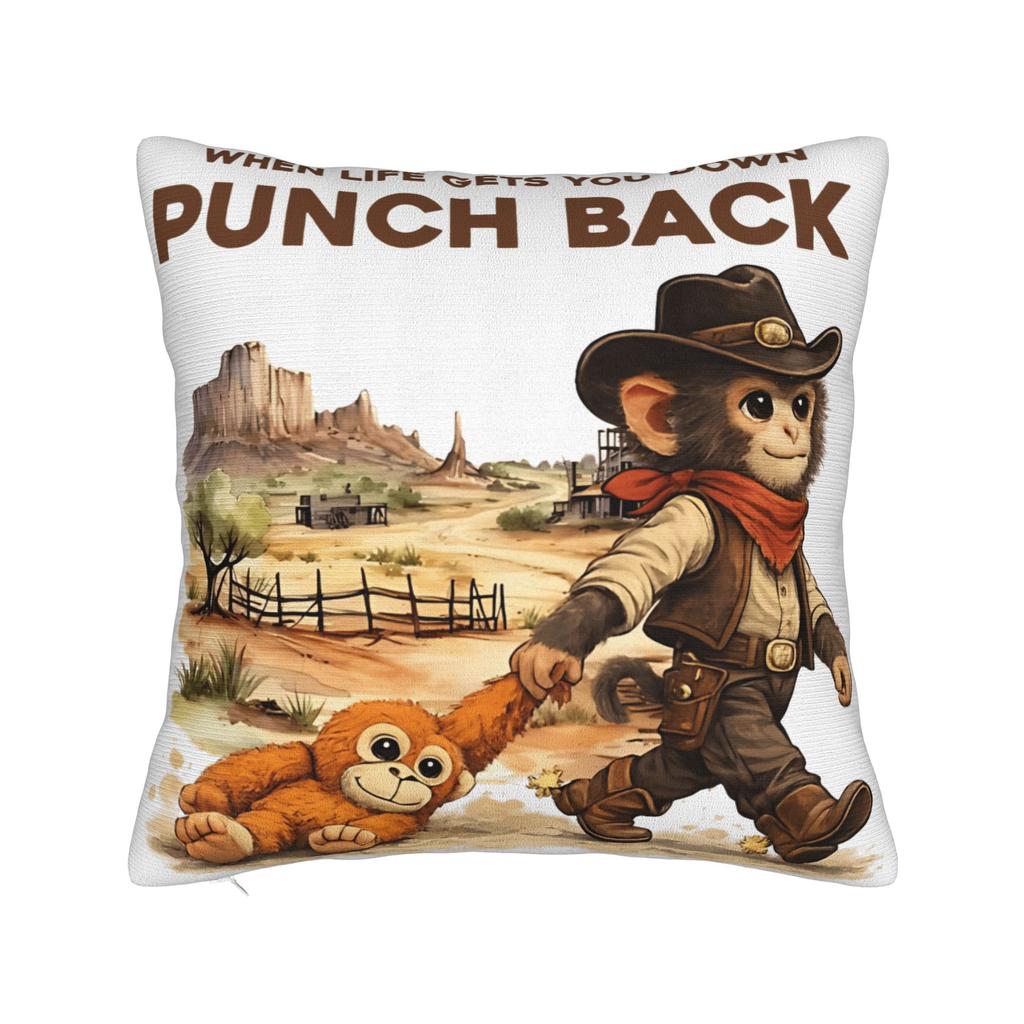 Punch Monkey Hug Stor Cute Baby Macaque Plush Toy Pillowcases Retro Trendy Pillow Case For Office Home Decor Comfy Pillow Cover