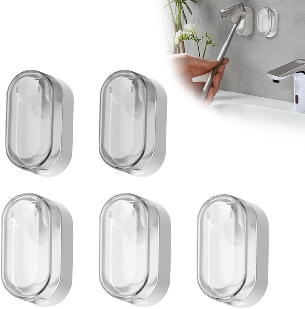 5 Pcs Toothbrush Holder Wall Mounted Protect Toothbrush Hygiene, Toothbrush Covers Head Cap for All Toothbrushes