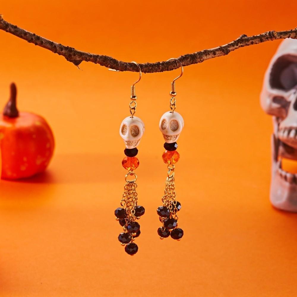 Tassel Halloween Earrings Rice Bead Ear Jewelry Accessories Fashion Skull Drop Earring Hipster