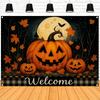 1pc Halloween Background Cloth Banner - Gothic horror durable polyester background cloth featuring skull clown witch pumpkin