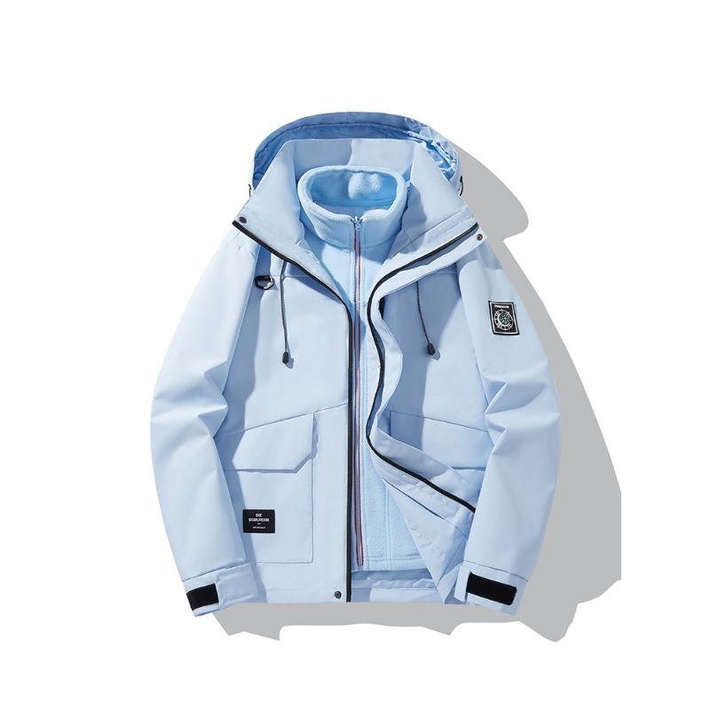 Latest Autumn and Winter Thickened Three-in-one Detachable Compass Jacket Water Resistant Outdoor Activity Couple Hiking Suit Men and Women