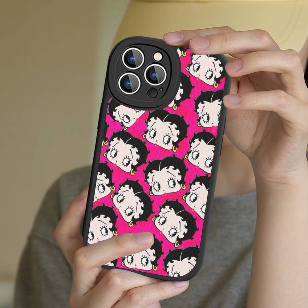 Anime B-bettyS Sexy Boop Leather Phone Case For IPhone 16 15 14 13 12 11 Pro Max Plus Shockproof Cover iPhone 14
