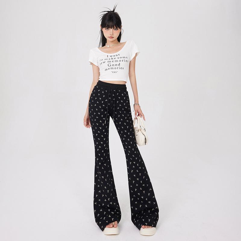 2024 Women's High-Waisted Bowknot Flared Casual Pants - New Summer Loose Slim Wide-Leg Style