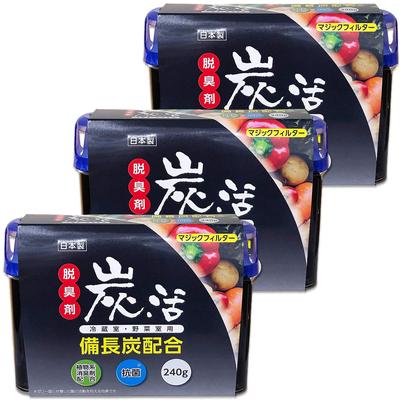 Deodorizer for Refrigerators and Vegetable Activated Contains Gel Large 240g X 3 Pieces Set [Bulk Purchase] Compartments, Charcoal, Plant-based