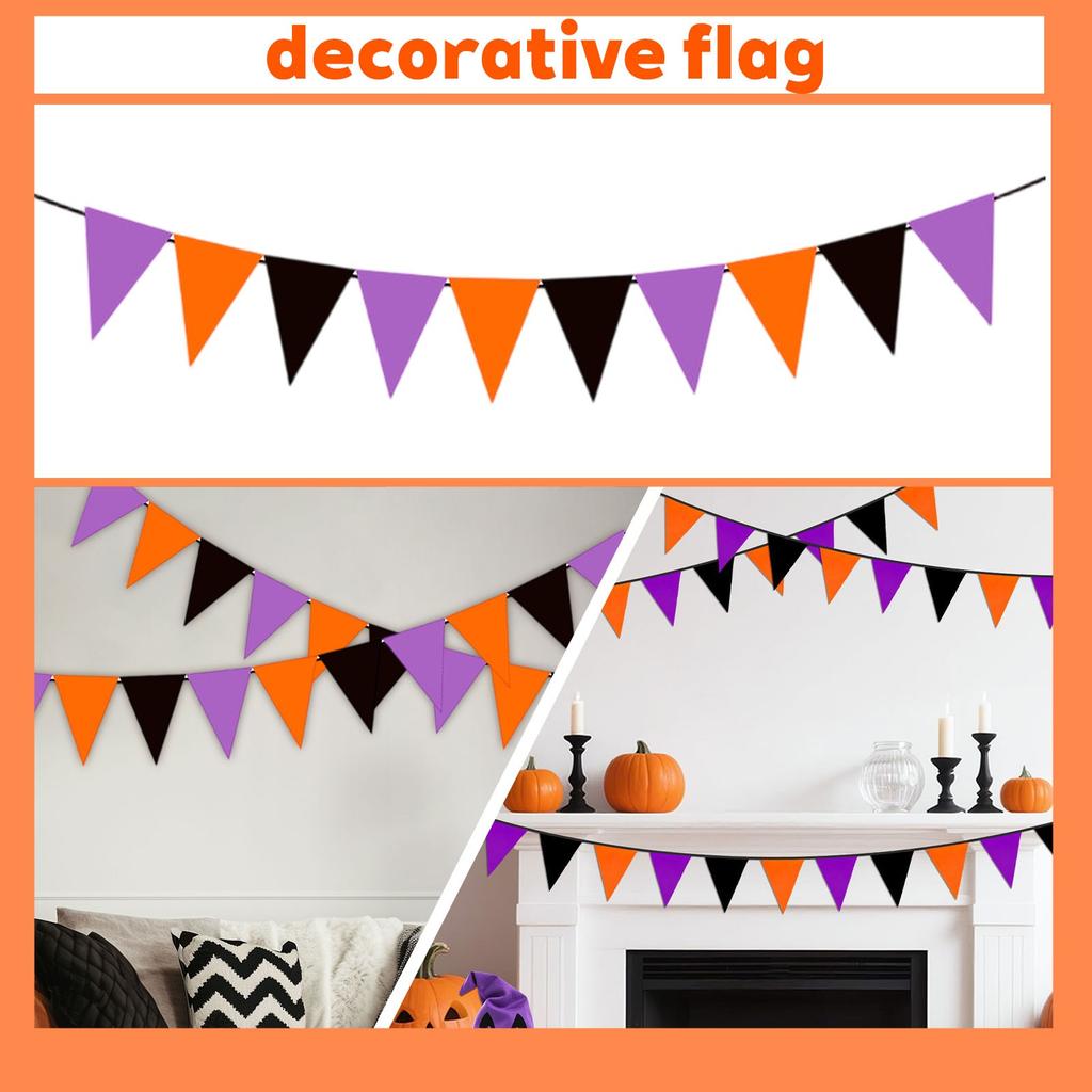 Halloween Dreiecksflaggenbanner, Partydekoration Stoff Dreieckige Bunte Flagge
