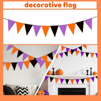 Halloween Triangular Flag Banner, Party Decoration Fabric Triangular Colorful Flag