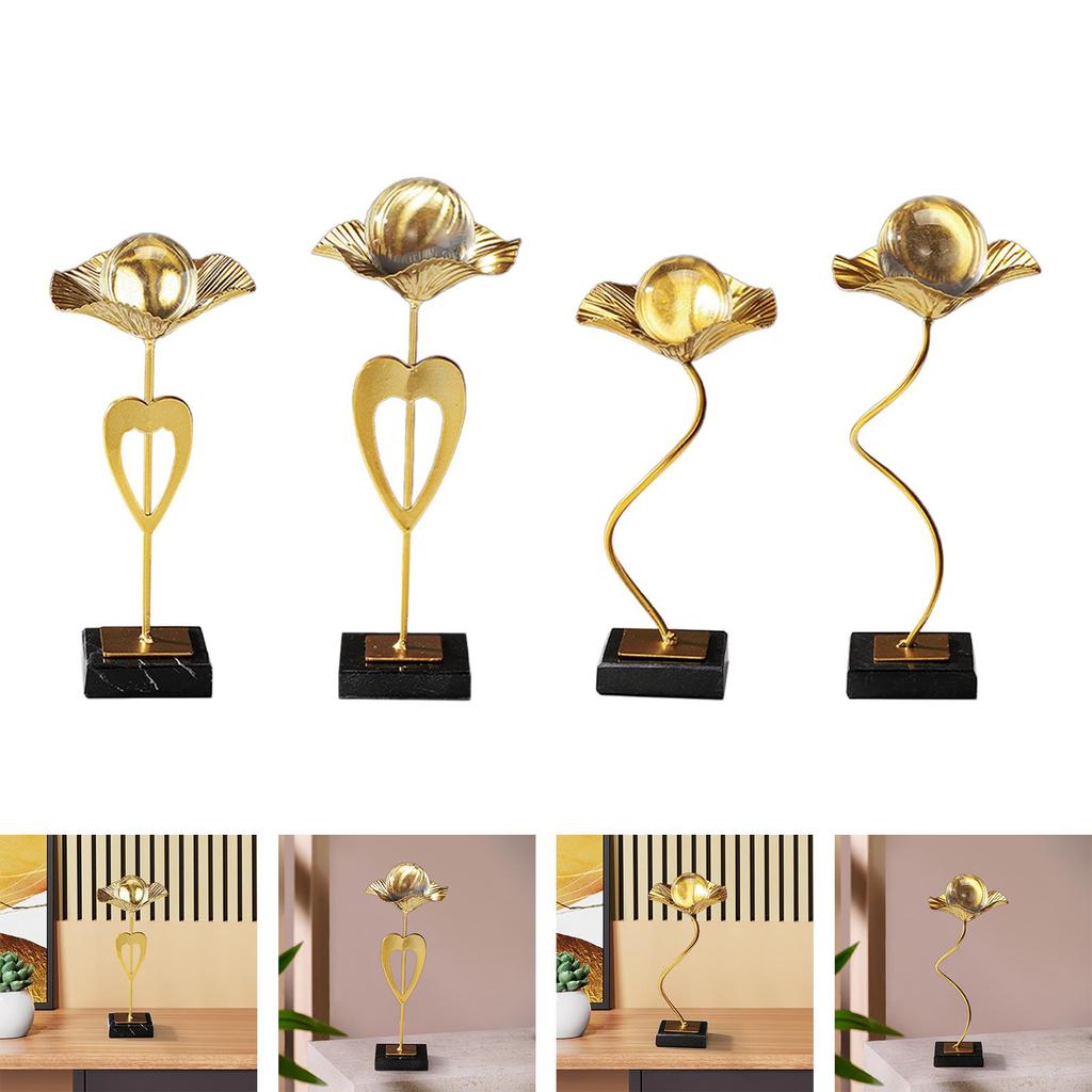 Ball Ornament Figurine Sculpture Home Collectible Birthday Metal Leaf Statue