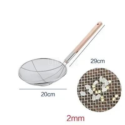 Stainless steel big long noodle French fries colanders strainer basket wooden handle frying net Hot Pot leaky filter sieve sink