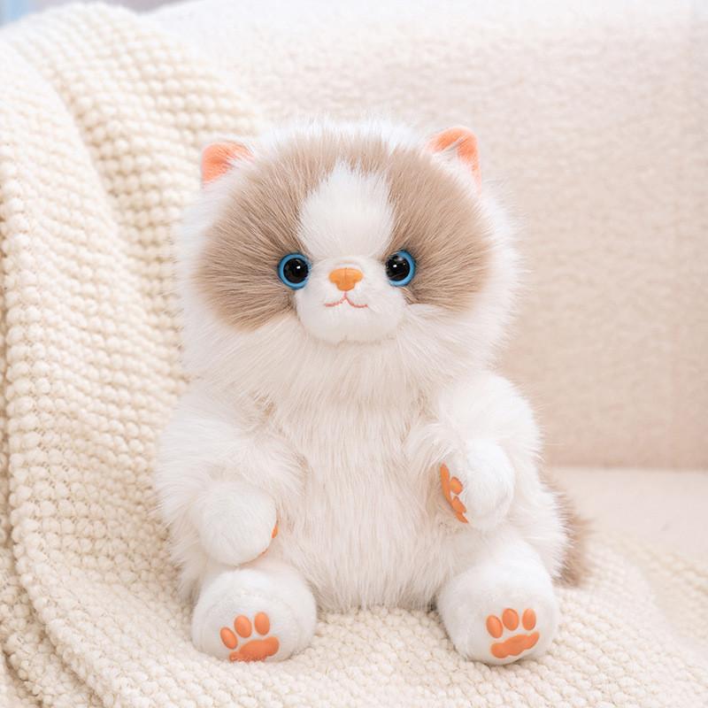 Portachiavi Peluche Gatto a Pelo Lungo con Morbida Pelliccia in Poliestere per Collezionisti di Animali