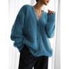 Damen Strickjacke mit V-Ausschnitt in Hellgrau - Weicher Cardigan mit offener Vorderseite und langen Ärmeln, Elegant & Vielseitig, Vielseitige Strickjacke | V-Ausschnitt Pullover