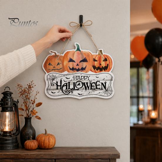 Eye-catching Halloween Decoration Pumpkin Door Hanging Decor, Spooky Festive Wall Ornament for Party Pendant Scene, Front Entryway Decoration,