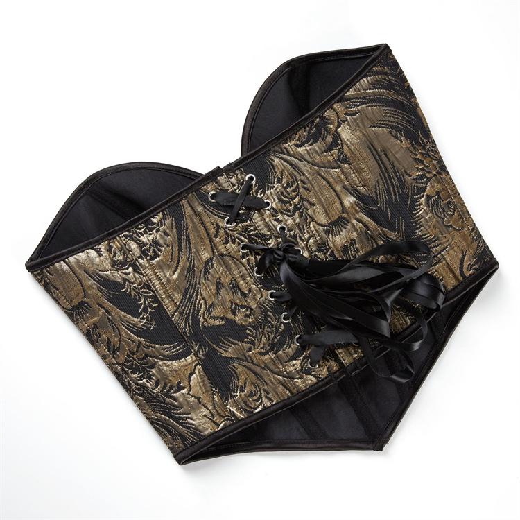 Top Body Shaper Sexy Sem Alças Push-Up Dourado Feminino