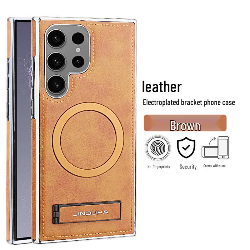 Samsung S25 Ultra Magnetic Leather Phone Case with Stand and Full Drop-Proof Coverage