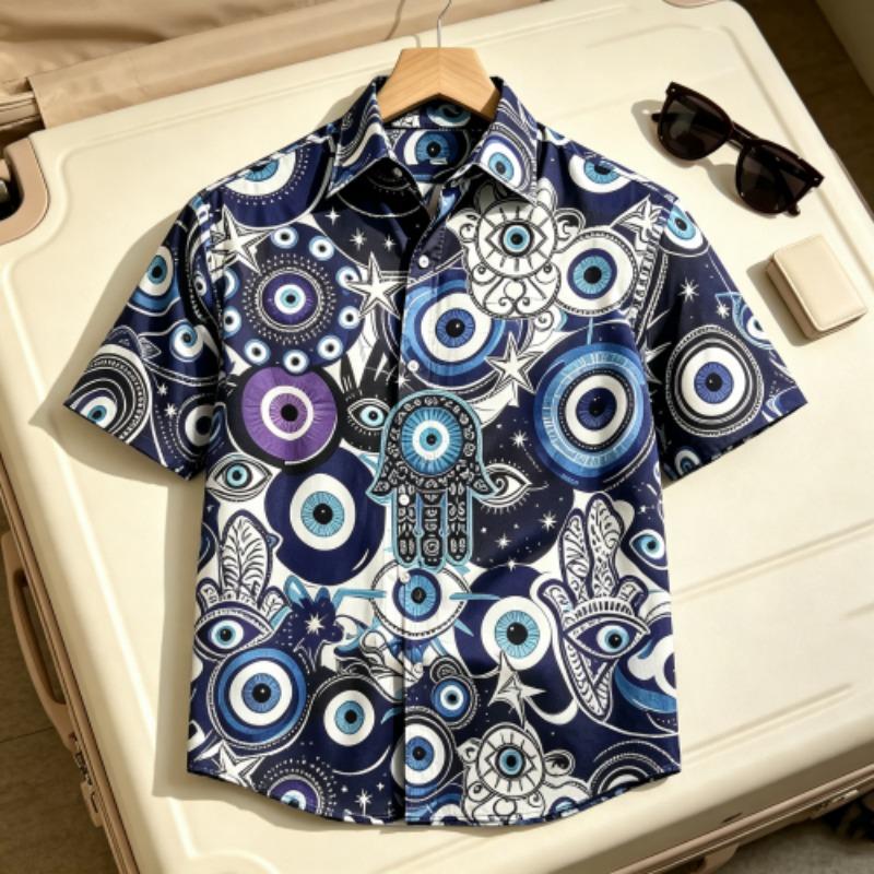 Dreamy Art Pattern Printing Shirt Hawaiian Beach Vacation Clothing Men's Street Style Shirt Daily Men's and Women's Shirt