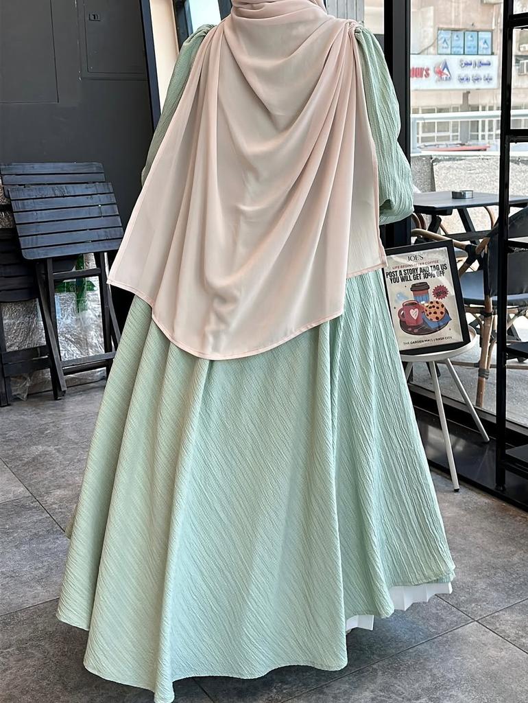 Nuova Moda Donna Araba Medio Orientale Tessuto Pieghettato Ampia Taglia Larga Abito Robe Gonna Casual