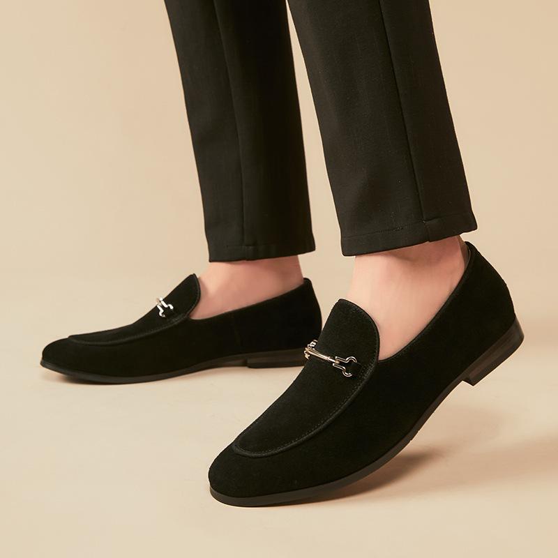 Stil britanic Vară Casual Slip-on Slip-on din piele Pantofi de afaceri din piele naturală piele de căprioară din piele întoarsă Mocasini înghețați respirabili