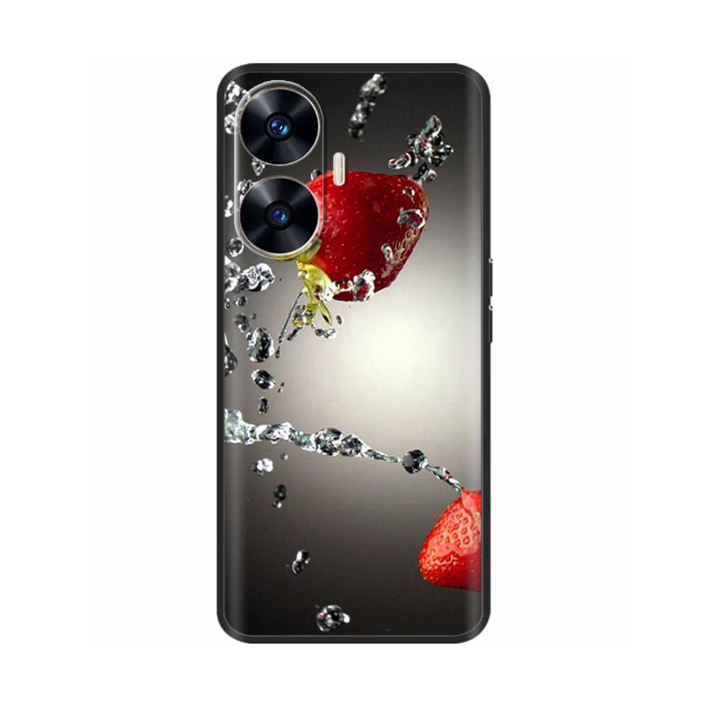 For Realme C55 Case C 55 4G Soft Silicone Back Cases For OPPO Realme C55 RealmeC55 Phone Back Cover 6.72" Black Bumper TPU Para