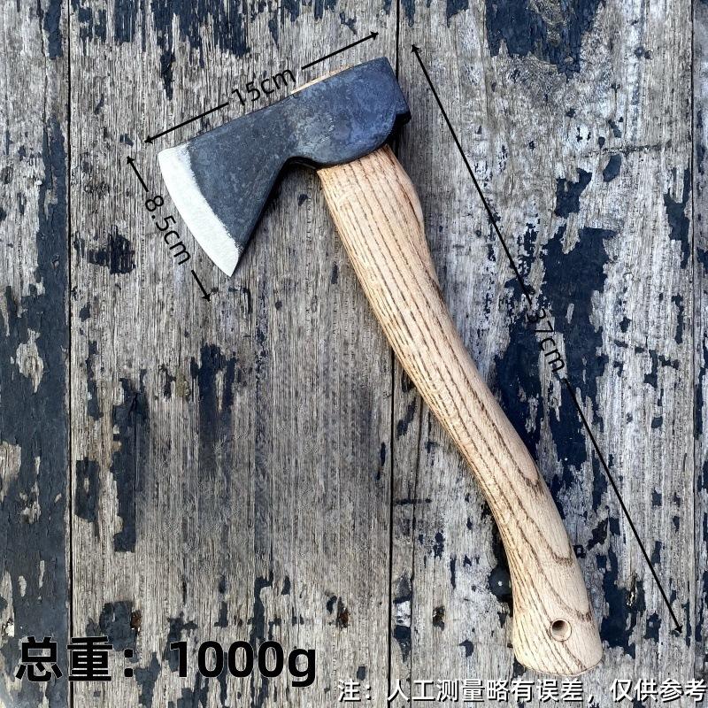 Outdoor Qinggang Wooden Handle Manganese Steel Hand Axe Woodworking Chopping Axe Camping Self-defense Tactical EDC Axe