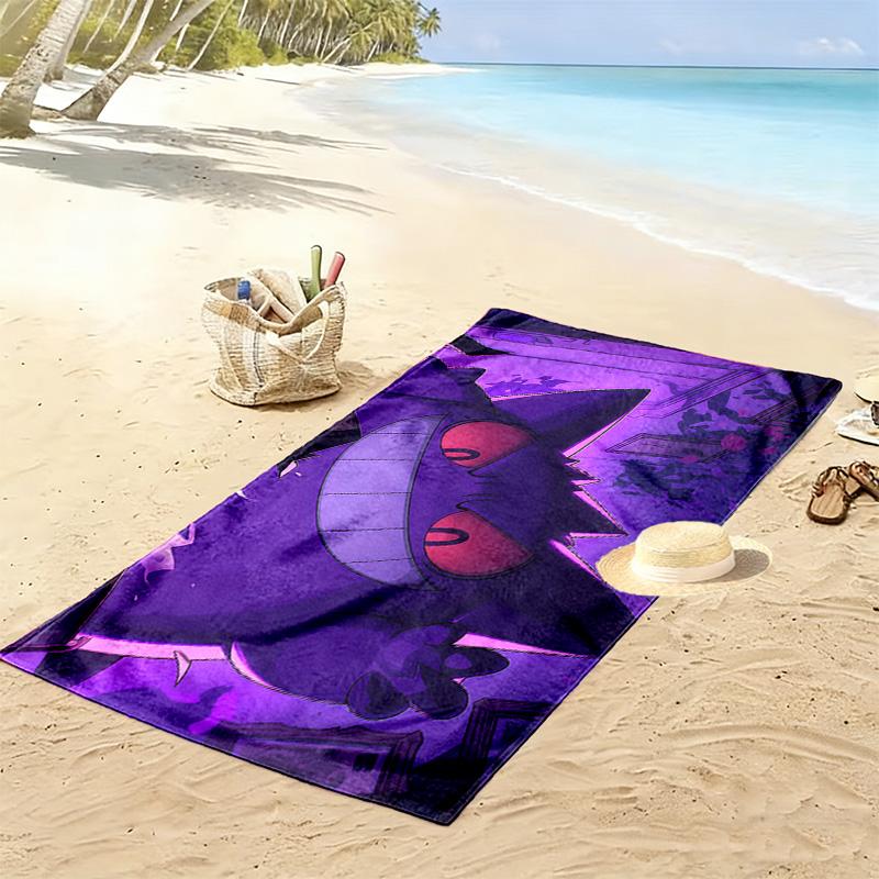 Gengar Print Beach Towel, Large Soft Quick Dry Towel for Beach Camping Swimming