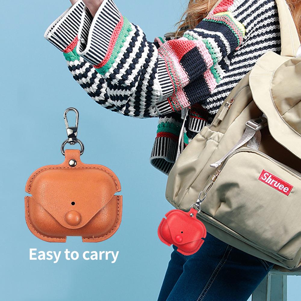 Retro Leder Hülle für AirPods Pro3 Business Kopfhörer Hüllen für Apple AirPods Pro3 3. Generation Cover Kopfhörer Schale mit Haken