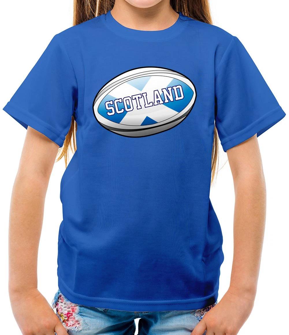 Scotland Flag Rugby Ball - Kids T-Shirt - Scottish 6 League Nations Six 140