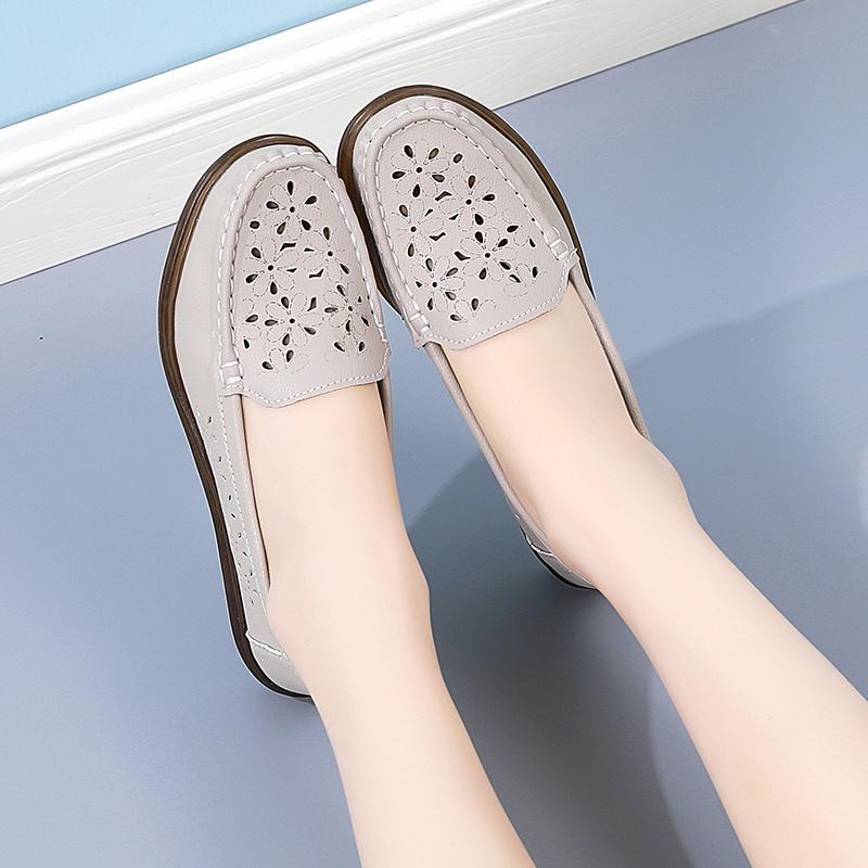 Women Moccasins Driving Shoes Comfort Casual Nurse Loafers Walking Shoes Summer Grey Black Hollow Shoes Plus Size