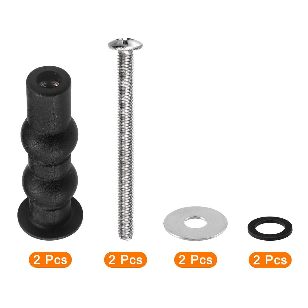 Uxcell Toilet Seat Hinge Screw Expansion Rubber Bolt Top Nut Set for Top Mounted Toilet Seat Hinge Toilet Seat Replacement Parts Kit Washer Diameter