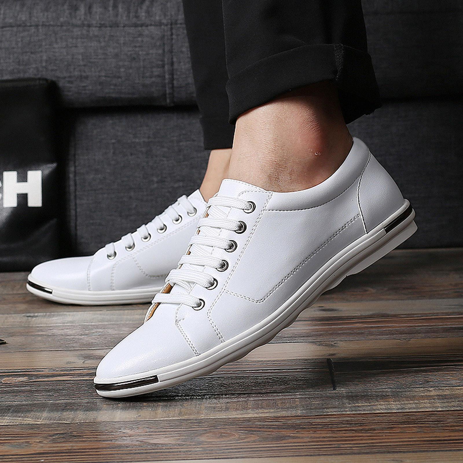 Fashion Men s Large Size  Flat Round Toe Casual Loafers Leather Shoes 42 белый