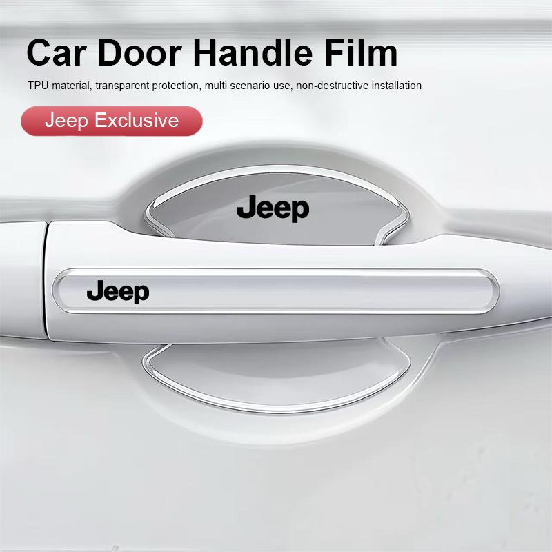 Car Door Handle Protective Film Transparent Anti-Scratch Sticker For Jeep Wrangler Grand Cherokee Wk2 Avenger Compass Gladiator AMV1