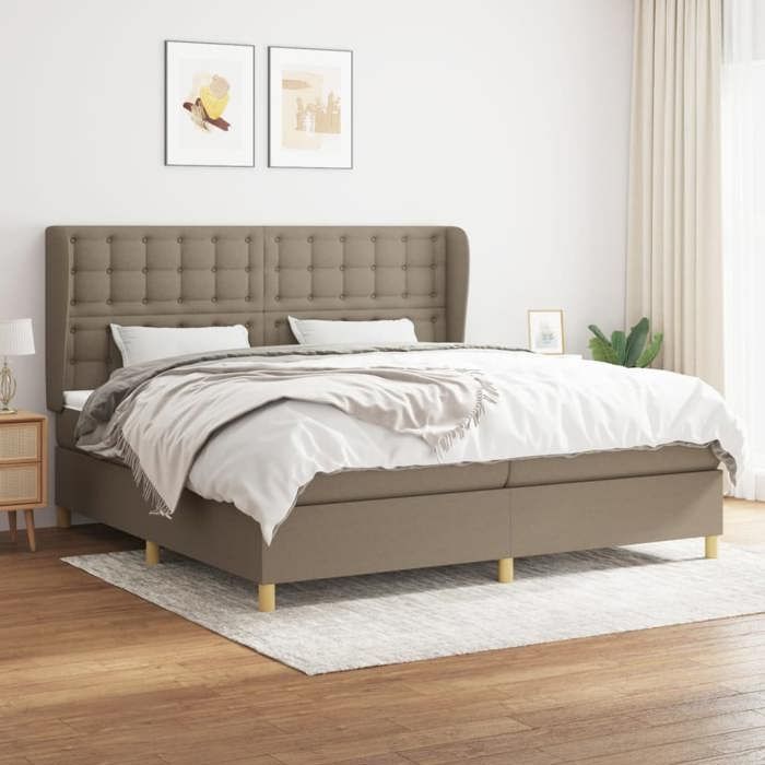 3128873 vidaXL Divan Bed with Mattress Taupe 200x200 Cm Fabric