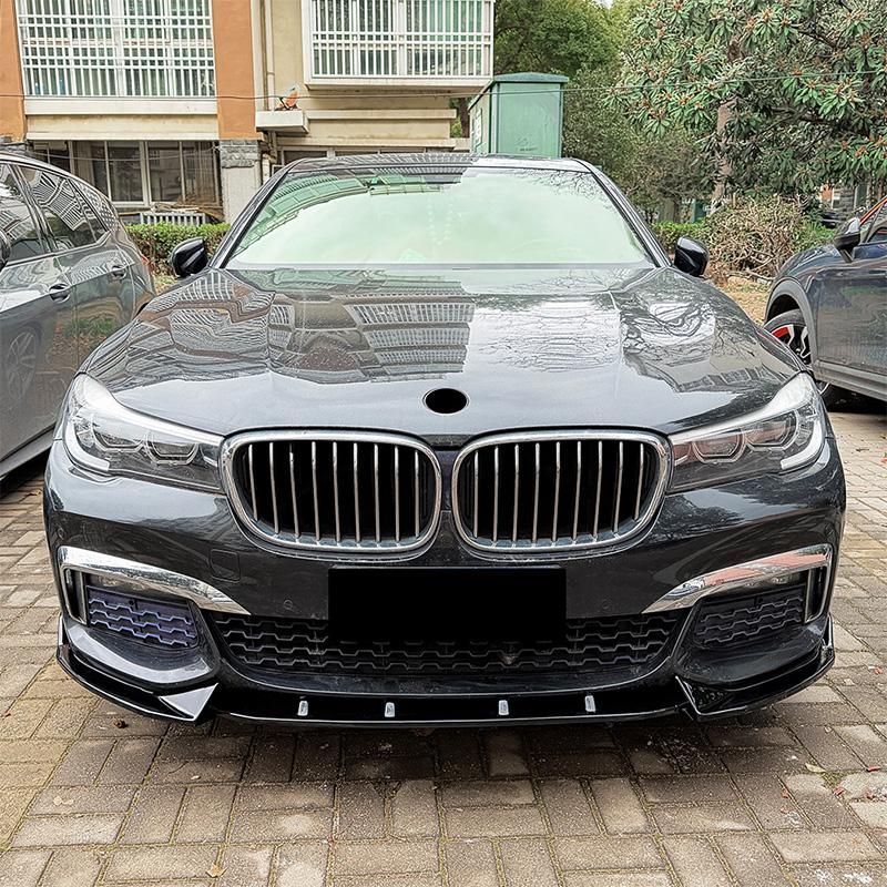 For BMW 2016-2018 7 Series G11 G12 M Sport Car Front Bumper Lip Spoiler High Quality ABS Glossy Black Carbon Fiber Look Body Kit