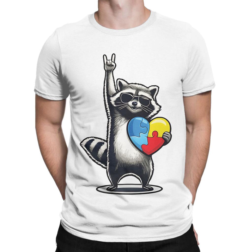 aAutism Racoon Rock On Tism Unisex Unisex Kids Funny Graphic 100 Cotton TShirt aAutism Racoon Tops Tees For Unisex