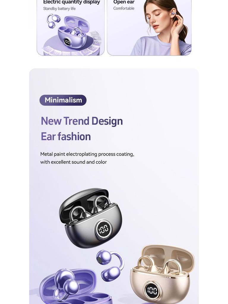 Wireless Non-In-Ear Bluetooth Earbuds, Open-Type, Comfortable Wear, No Pain
