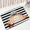 Pink Perfume Bath Mat Set Black White Striped Fashion High Heel Woman Girl Home Carpet Bathroom Decor Non-slip Rug Toilet Cover