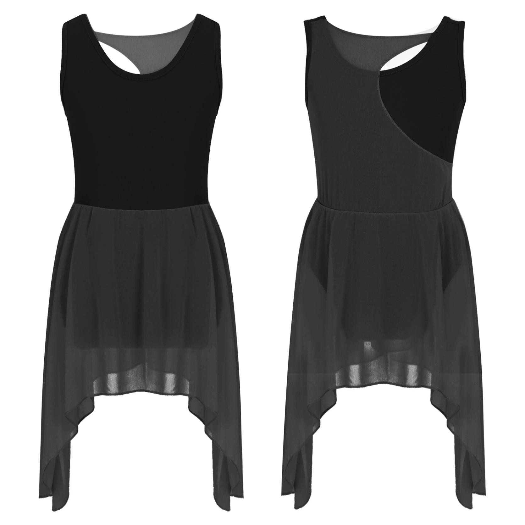 

Платье без рукавов в стиле пэчворк для девочек, платье контрастного цвета, современный лирический балет, латинский танец, юбка с неровным подолом 5-6 Years