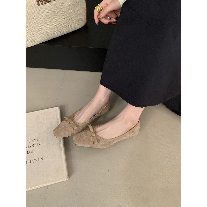 Retro square head single shoes women's bow Mary Jane shoes flat soft sister small leather shoes fairy wind ladyshoes