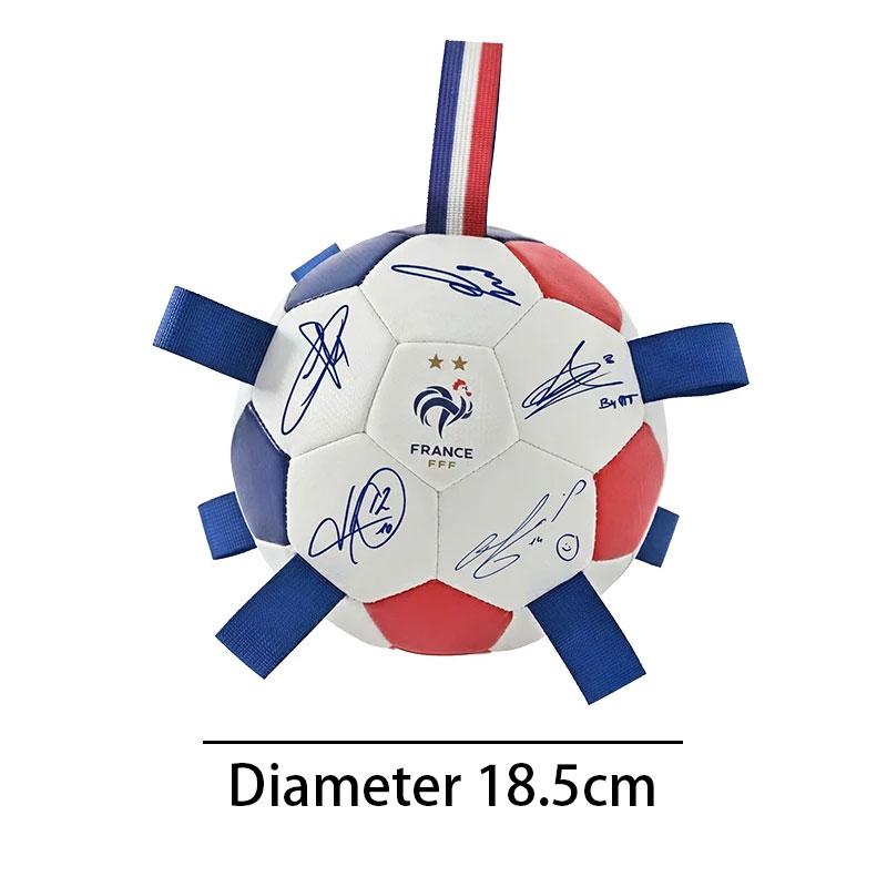 Durable TPU Dog Soccer with Nylon Tabs France FFF Dogs Football Toy Chew-resistant Puppy Interactive Toys Ball Pets Supplies