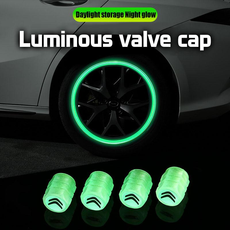4Pcs Luminous Car Tire Valve Caps For Citroen Berlingo Xsara Picasso Fluorescent Night Glowing Decor Wheel Tyre Valve Stem Caps Valve Stems 1