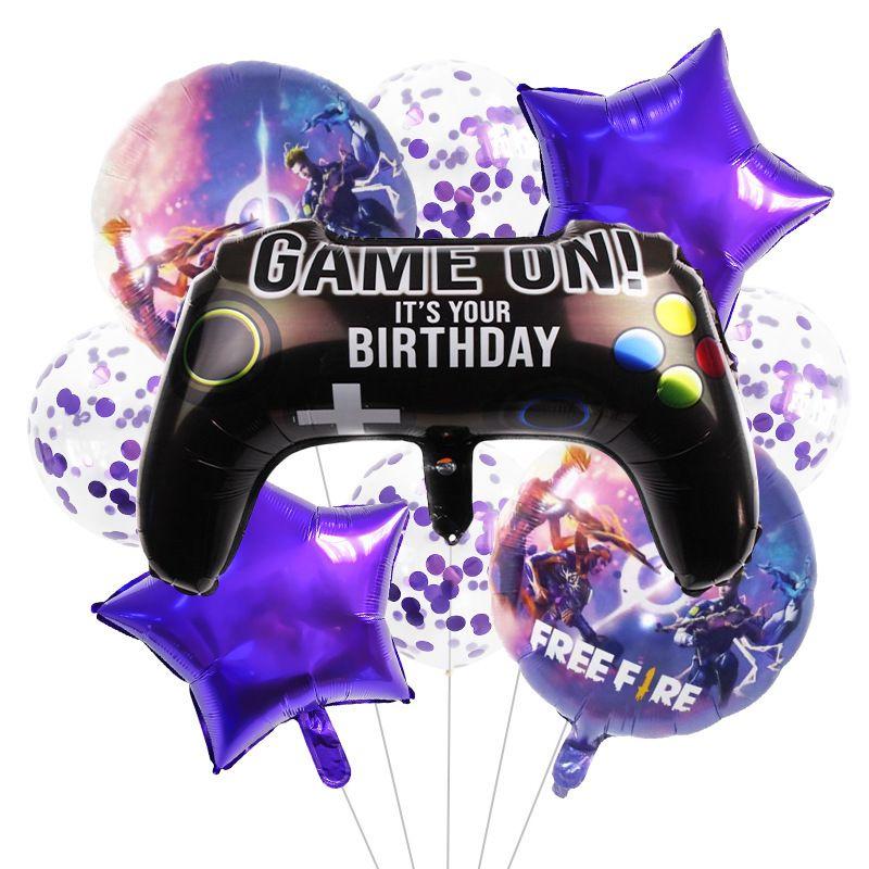 Game Theme "Free Fire" Game Controller Wall-mounted Aluminum Film Balloon Party Decoration and Setup Supplies