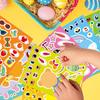 8/16sheets Easter Rabbit Egg Puzzle Stickers Cute Make a Face Animals Cartoon Decals Jigsaw Toys Educational Toys Gifts