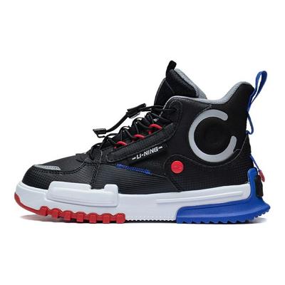 Li Ning Reflective Casual High-Top Sports Shoes Kids Sneakers Black YKCS144-11