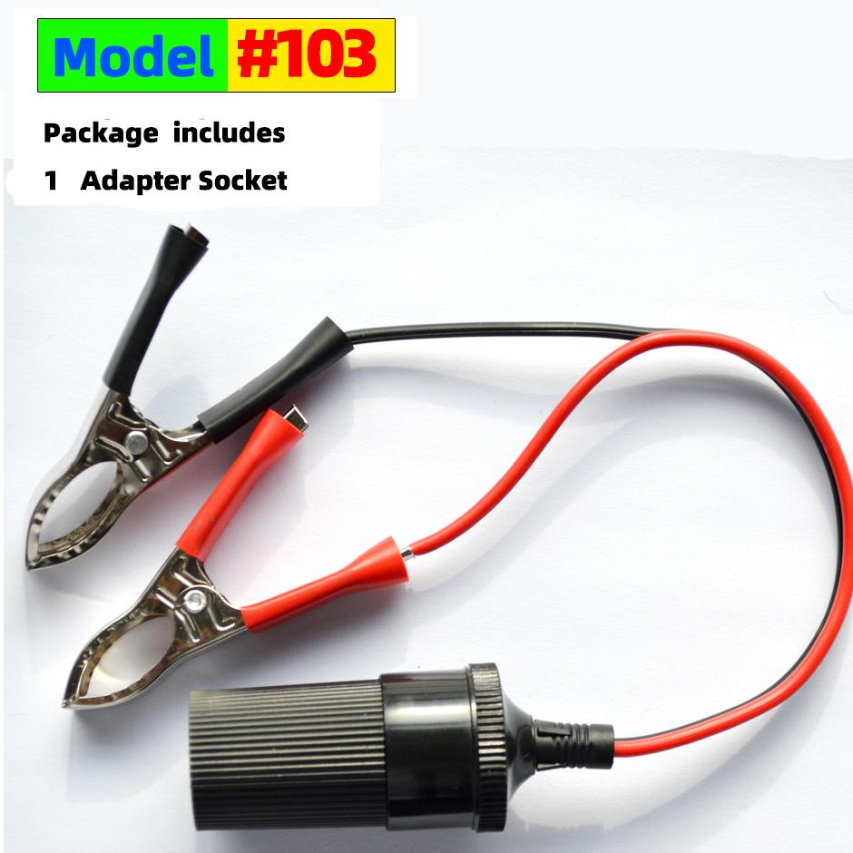 

12V 24V High-Power Car Cigarette Lighter Socket To Battery Alligator Crocodile Clip Connector Extension Cable Adapter Socket