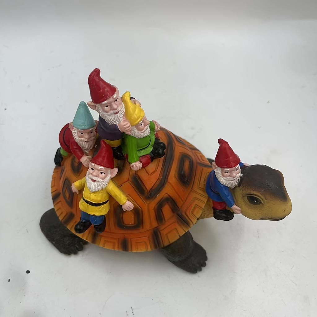 1 Stück Schildkröten-Gnom-Statue, Kunstharz-Kunsthandwerk für den Garten im Freien, Feengarten-Kunstornamente, Landschaftsbau-DIY-Gartenskulpturen, für Hof, Rasen, Balkon, Heimdekoration