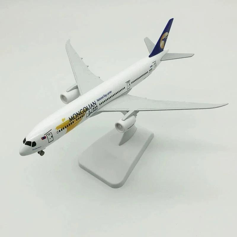 1/400 Scale Aircraft B787 Mongolian Airways Metal Replica Miniature Airplane Model with Landing Gear Collection Toys Boys