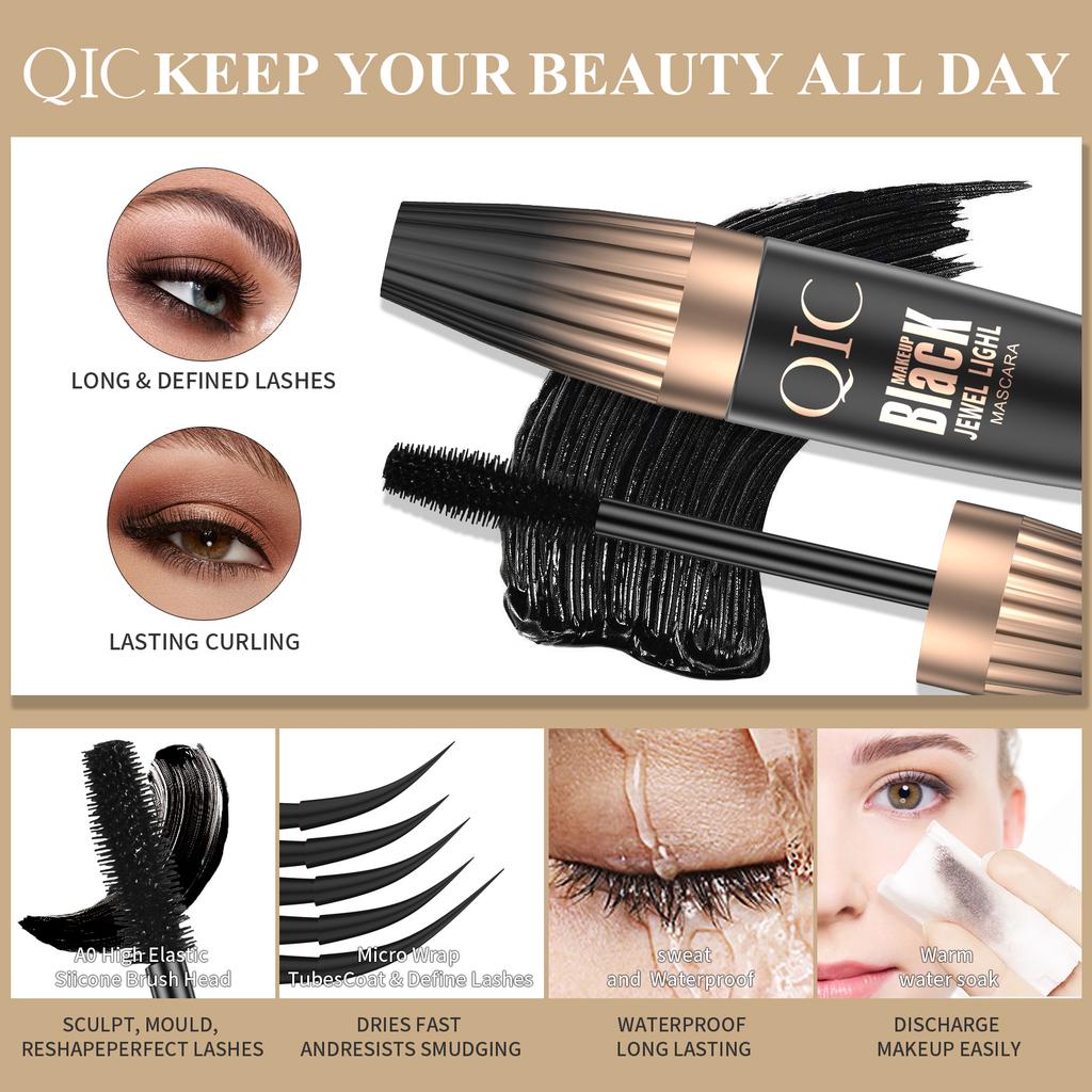 3D Waterproof Mascara Liquid Fiber Black Eyelashes Curling Brush Long Lasting Eye Makeup Extension