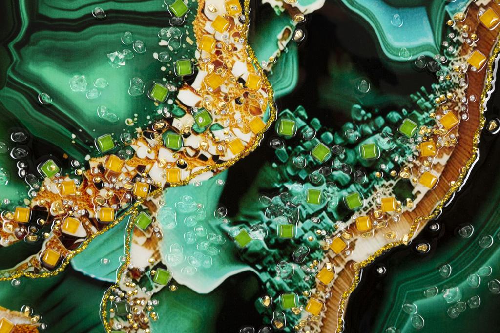 Lackiertes Wandbild mit Rahmen Smeraldy -B- Cm 82X4X62