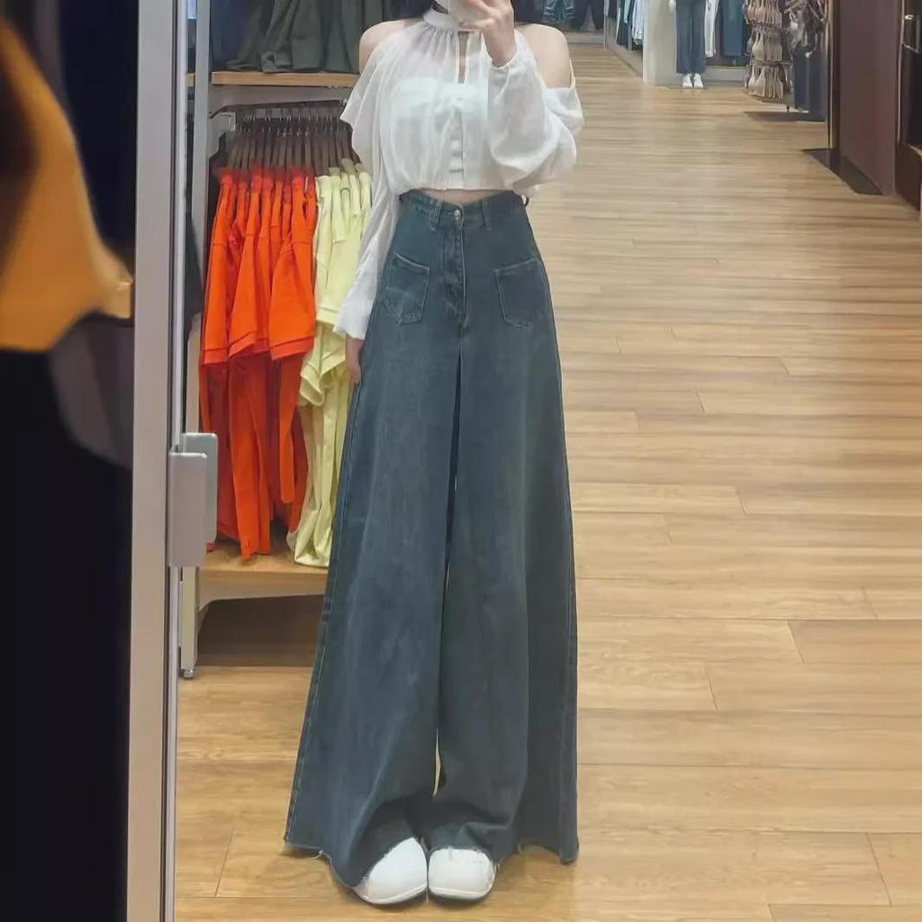 Summer High Waist Retro Wide-Leg Pear-Shaped Jeans for Women