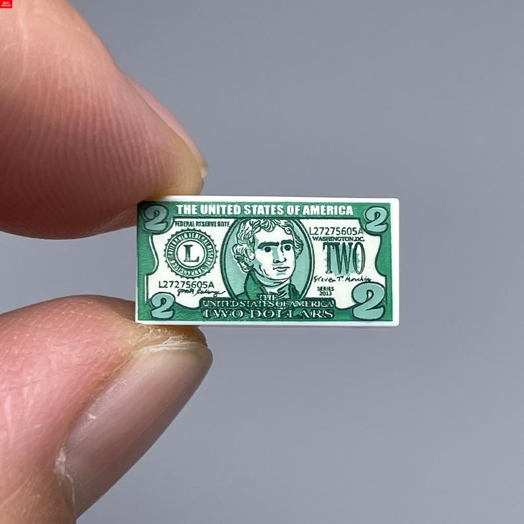MOC Bricks Bill Dollar 1x2 Money Printed Tiles Euro Street View Cash Treasure Accessories Building Blocks Kids Toys